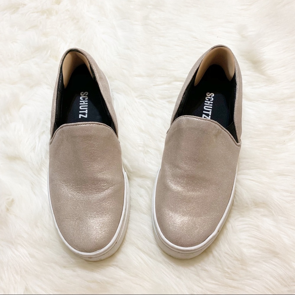 Schutz Matte Gold Slippers
